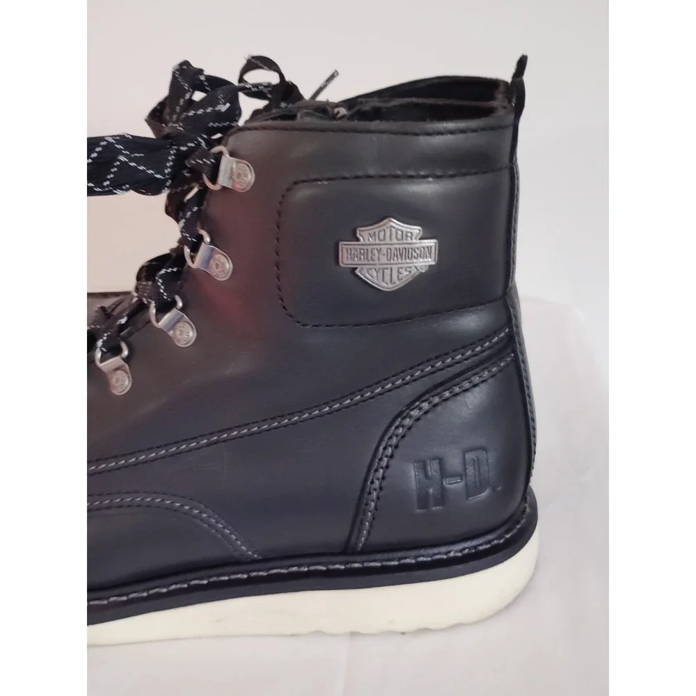 Harley‑Davidson Bremen Black Leather Motorcycle Riding Boots Men 10 Lace Up Goth